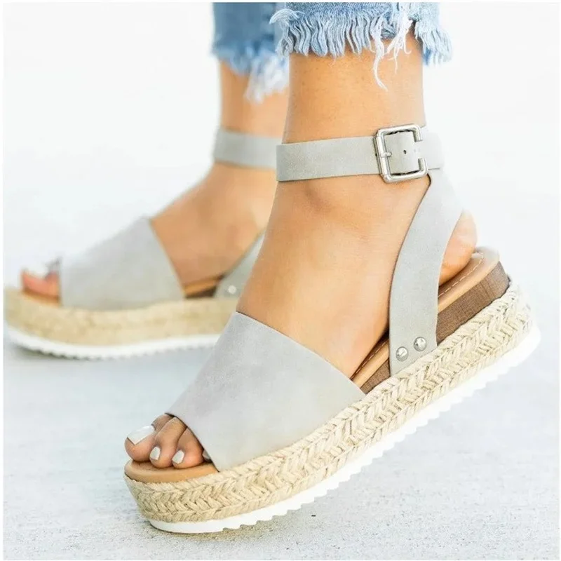 Fashion Plus Size Women\'s Shoes Hemp Rope Wedge Heel Platform Fish Mouth Sandals Women Luxury Sandals Women Designers 2023