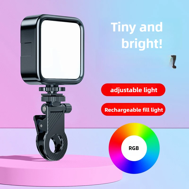 Pocket-Sized Phone Fill Light Mini Portable Camera Light with 3 Color Temperatures and RGB Mode for Live Streaming Selfie Makeup