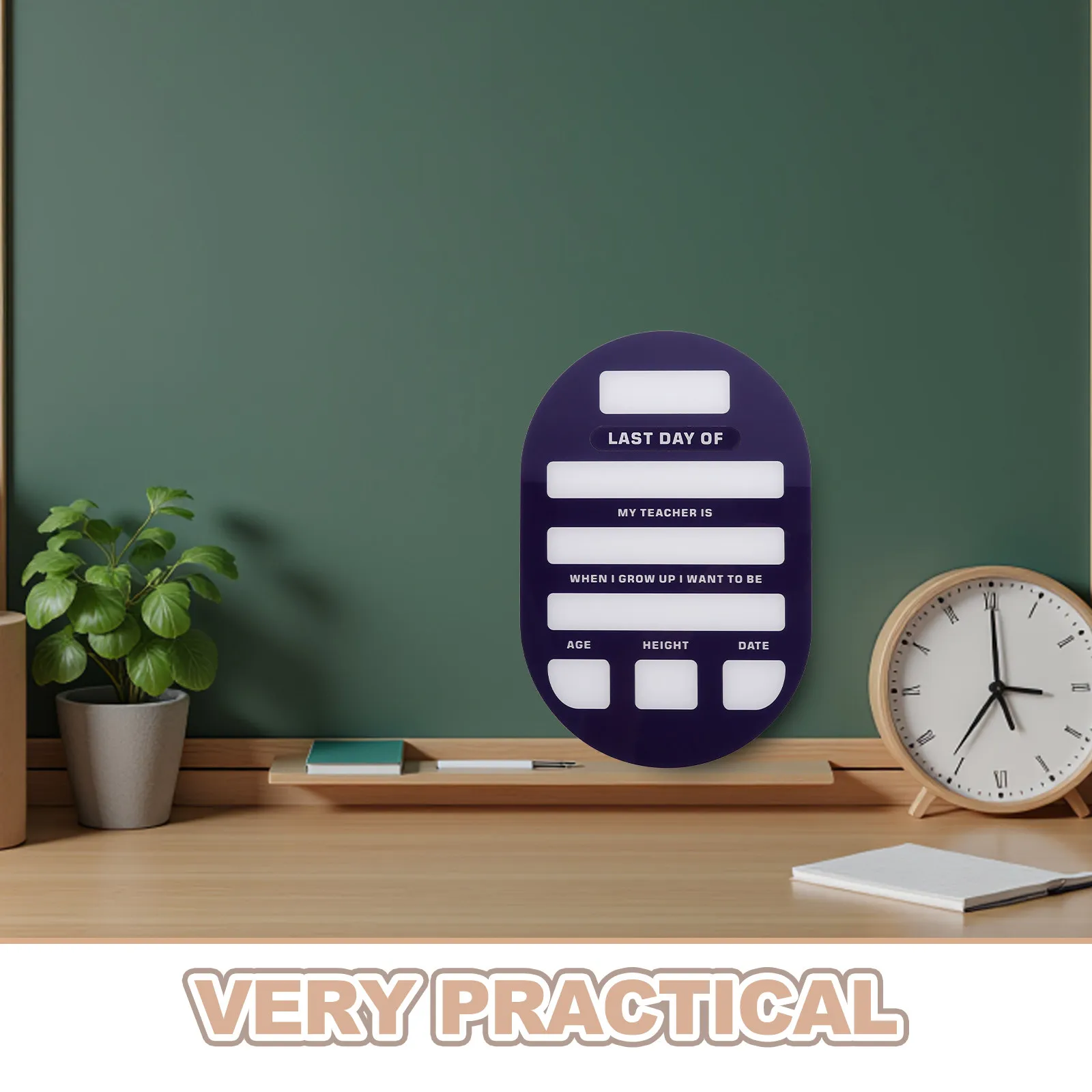 Acrylic First Day of School Sign 11.8x7.9 Inch Reusable Back to School Class Chalkboard Dry Erase Photo Prop for Preschool