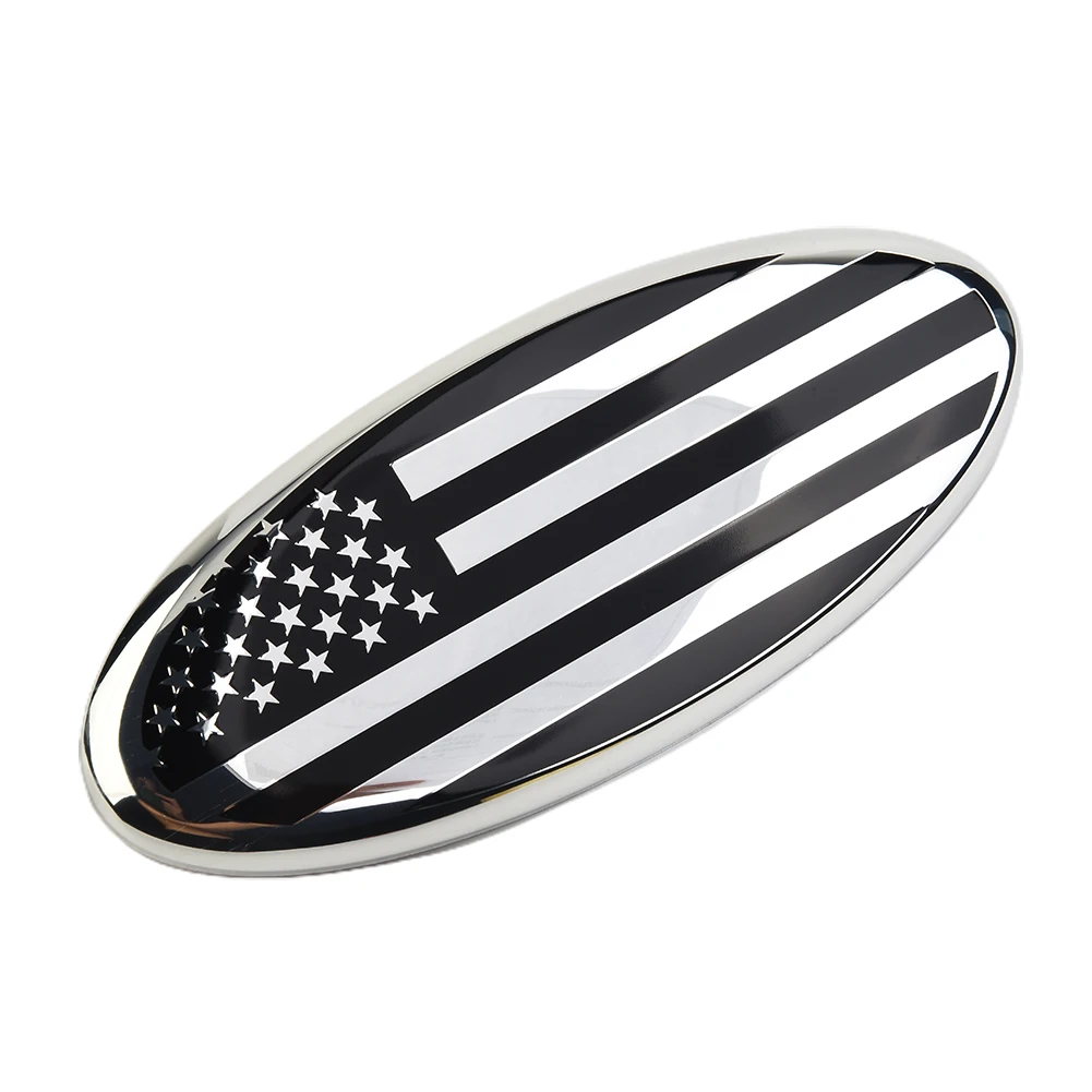 Logo Car Logo 9inch Silver Flag 9inch silver Flag ABS Aluminum Oval Front Word Logo On The Back Of Seat For Ford F150 F250 Metal