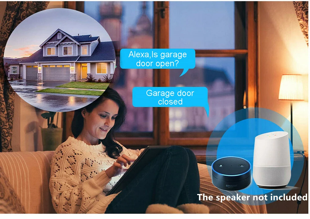 Wofea WiFi inteligentny kontroler otwierania drzwi garażowych DC12/DC24V współpracuje z aplikacją Alexa Google Home 2.4G bramka nie wymaga