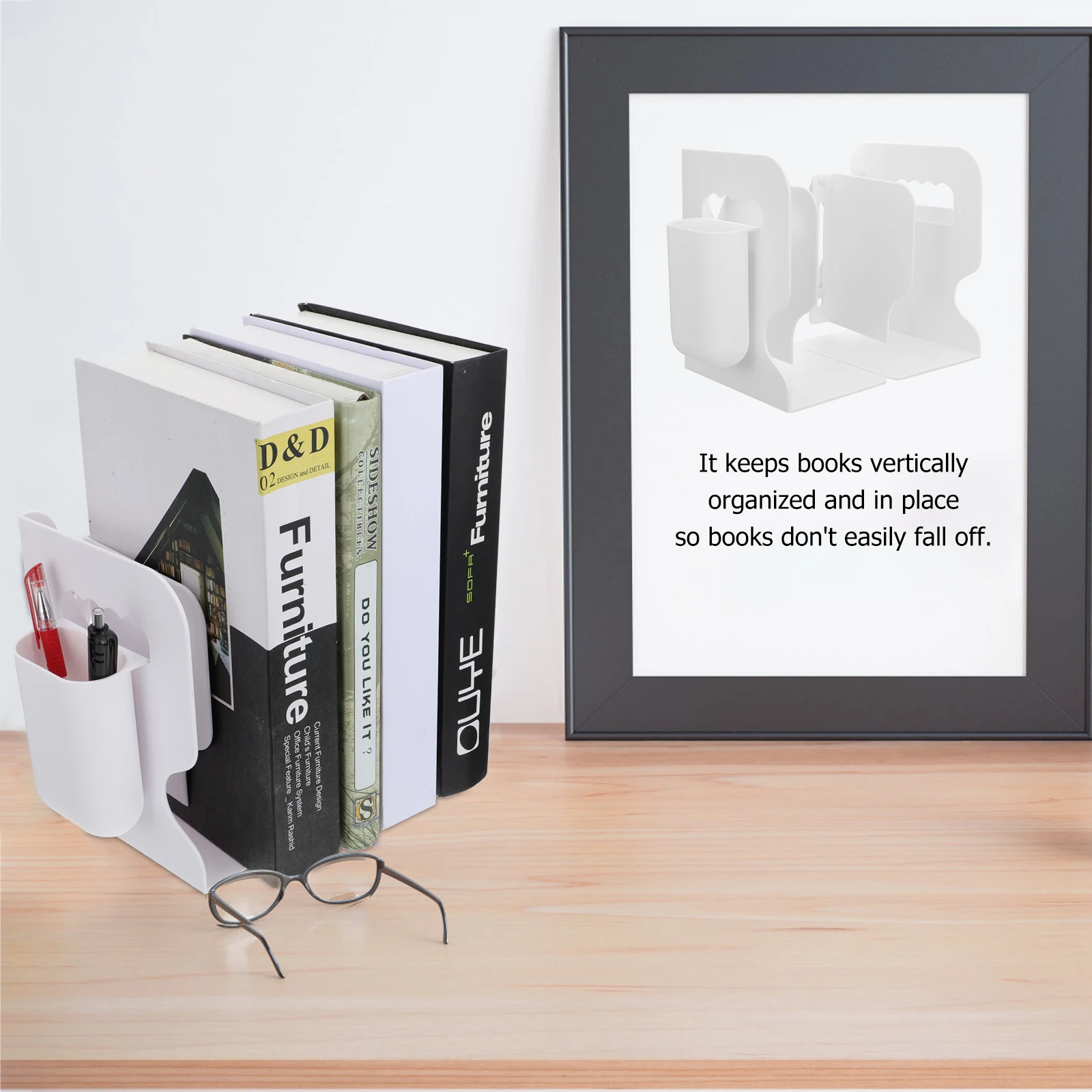 1Set Scalable Desktop Bookend Simple Design Decorative Bookshelf Office Book Storage Organizer Desktop Bookend