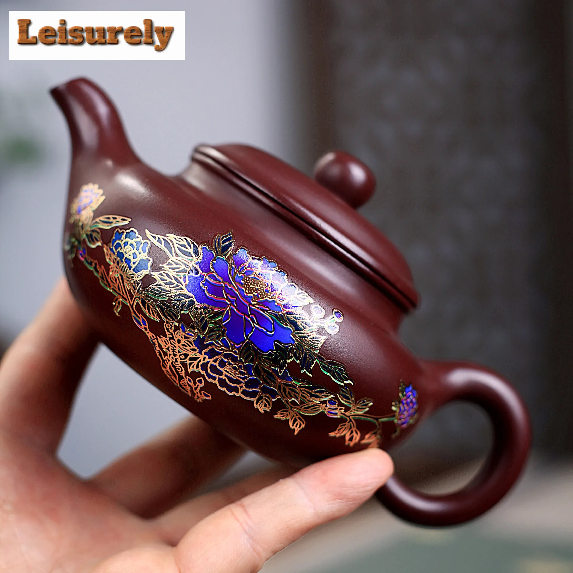 260ml High-end Yixing Purple Clay Peony Teapots Kettle Famous Handmade Small Capacity Tea Pot Chinese Raw Ore Zisha Tea Set Gift