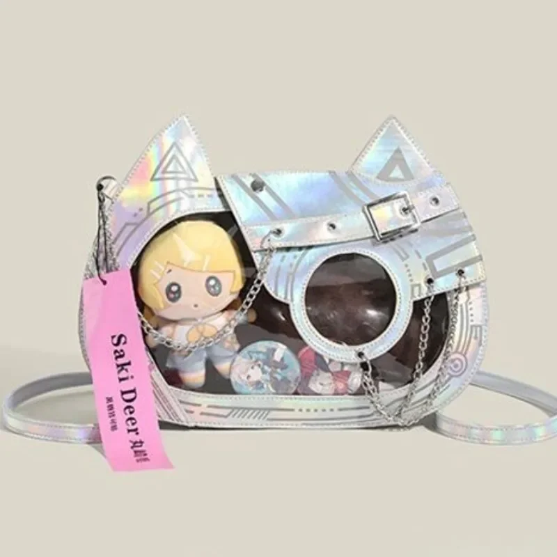 Lolita Gothic Cute Cat Luminous Bag Transparent Badge Itabag Anime Tote Bag Single-shoulder Goods Display Bags