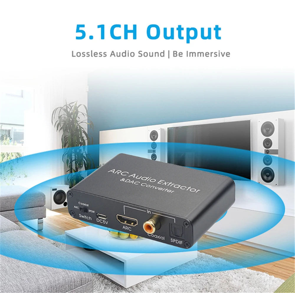 192KHz HDMI ARC Audio Extractor HDMI ARC zu koaxialen optischen Toslink Digital SPDIF Switch 3,5mm AUX Analog Audio Return Channel – Detail 13