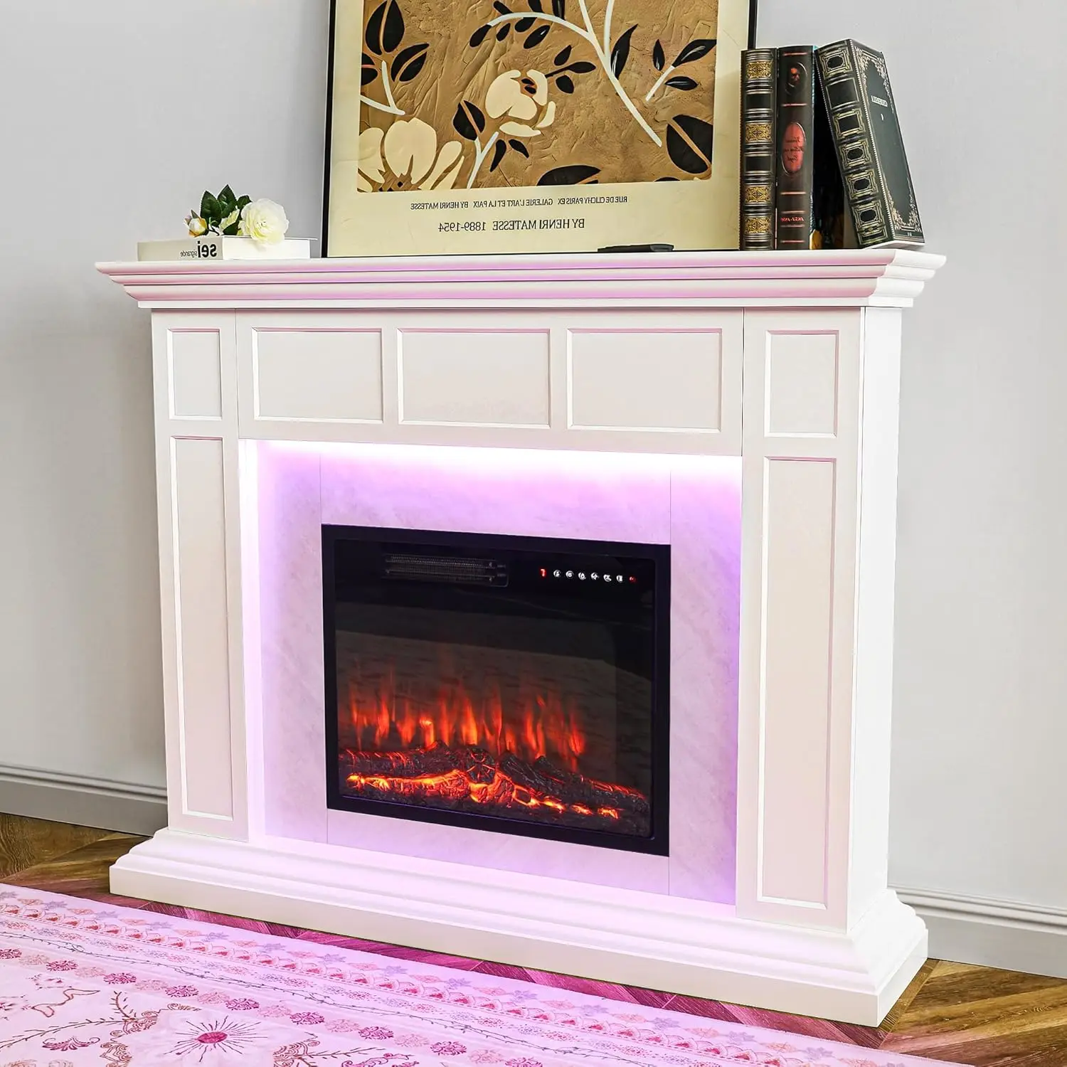 リモコン付き電気暖炉,自立型暖炉,調整可能なLEDフレーム,TVスタンド,50インチ,23インチ