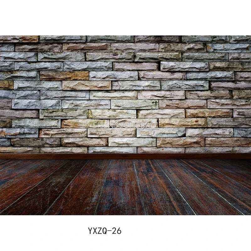 SHENGYONGBAO Vinyl Custom Vintage Brick Wall Wooden Floor Photography Backdrops Photo Background Studio PropYXZQ-09