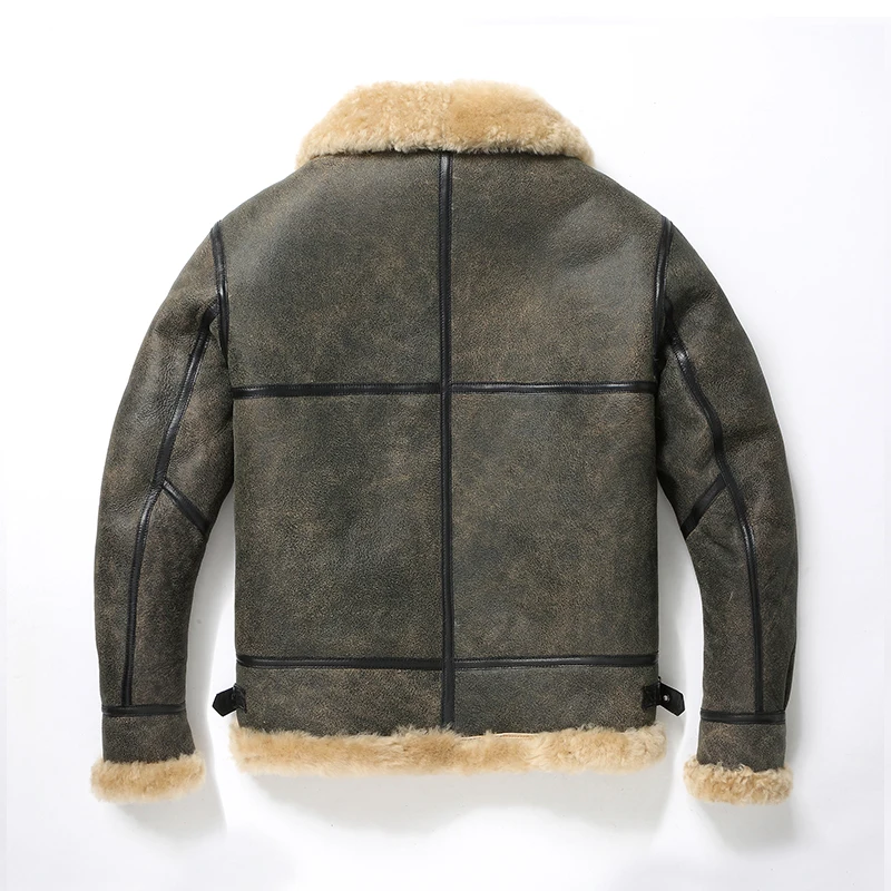 Original Ecological Sheepskin Fur All-In-One Winter B3 Genuine Leather Jacket Men\'s Thickened Warm Large Size Jacket