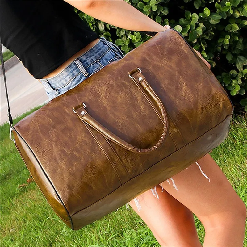 

Leather Travel Bag Large Duffle Independent Big Fitness Bags Handbag Bag Luggage Shoulder Bag Black Men Fashion Zipper Pu