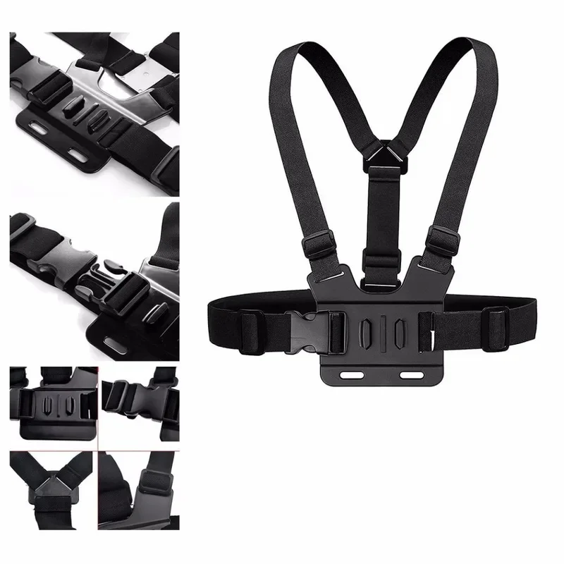 Chest Mount Harness & Head Strap for GoPro Hero 13-7 DJI Action 5 Pro 4 Insta360 X5/X4 Action Camera Accessories w/ J-hook Mount view 3