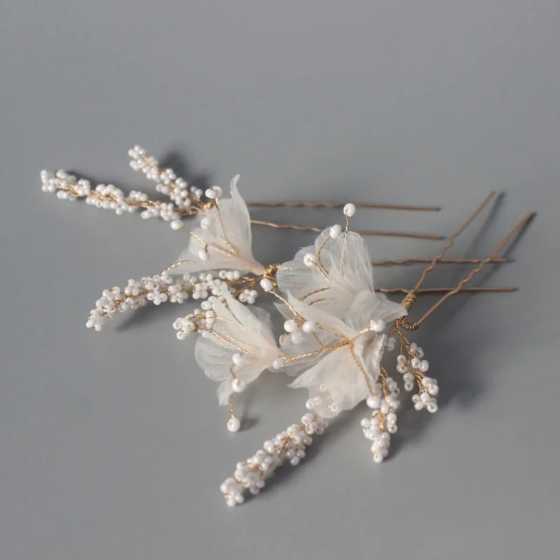 handmade flower pearls pins
