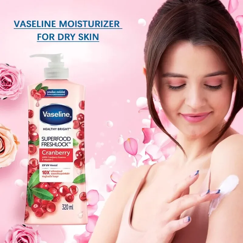 

Лосьон для тела Vaseline с экстрактом клюквы для сухой кожи, быстро впитывающийся увлажняющий крем с витамином С для осветления кожи