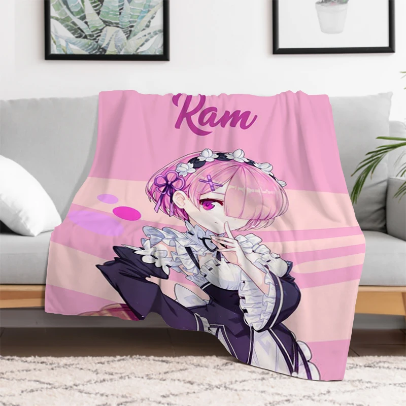 Rem Ram Cute Anime Blankets for Decorative Sofa Blanket Furry Winter Warm Throw & Throws Bed Double Fluffy Soft Custom Fleece