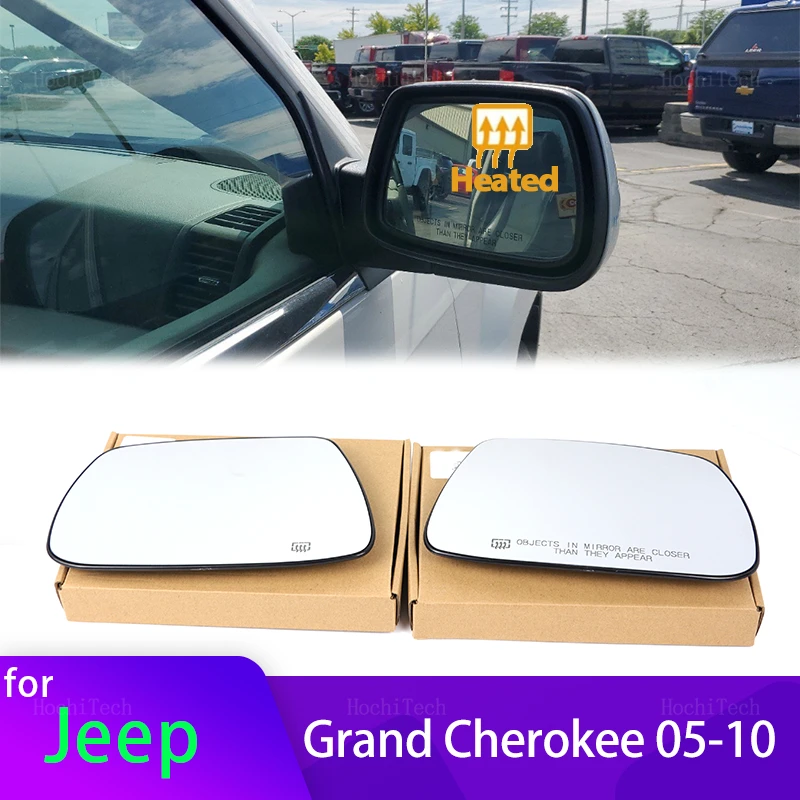 Left Right Side Heated Mirror Glass LH RH Replacement for Jeep Grand Cherokee 2005-2010 5142875AA, CH1324102 5142874AA,CH1325102