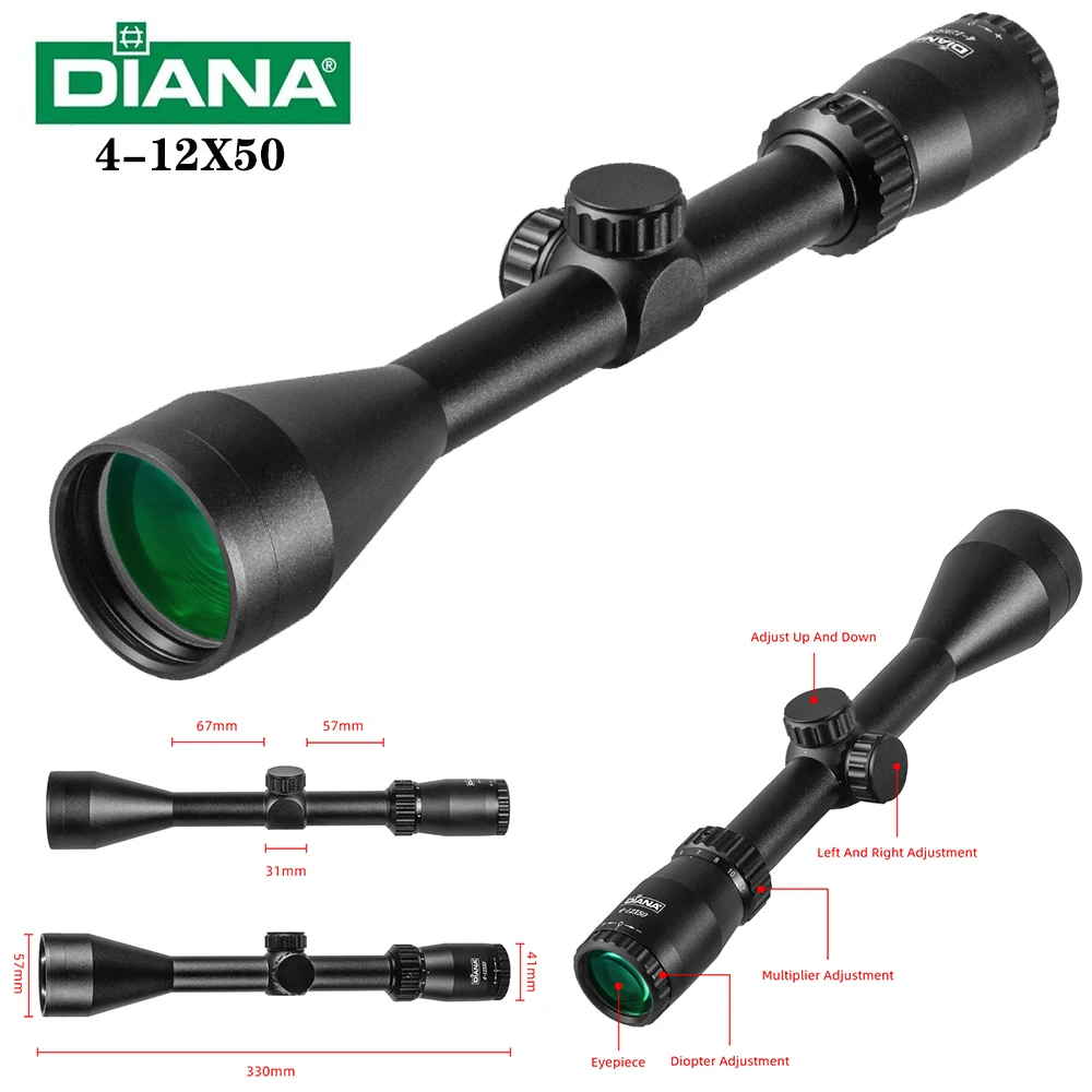 DIANA 4-12X50 Airsoft Air Guns Rifle Scope Optical sight  Tactical  Hunting Mirror HD Cross Sight Airsoft  Sight Sniper