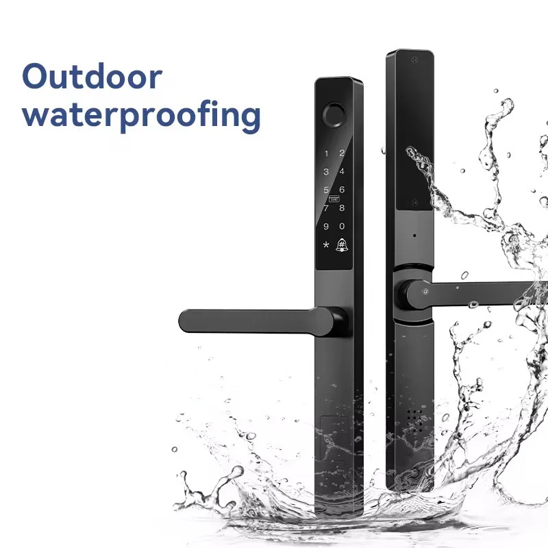 Waterproof IP65 Outdoor Fingerprint Smart Lock Tuya APP WIFI For Narrow Profile Aluminum Door Wooden Sliding Door Locks