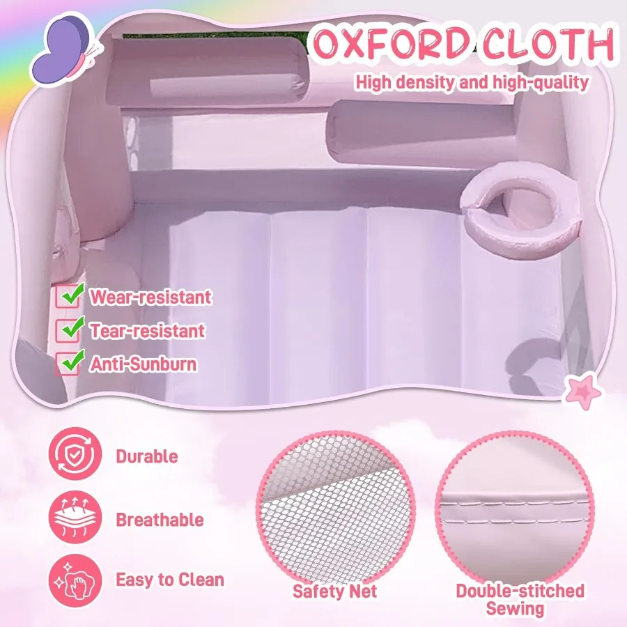 Inflatable Bounce HousePink Indoor Bounce House for 8in1 Jumping Bouncer House with with Ball Pit and Slide for Outdoor Indoor