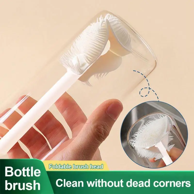 Silicone Cup Brush Cup Scrubber Glass Cleaner Kitchen Cleaning Tool Long Handle Drink Wineglass Bottle Cleaning Brush