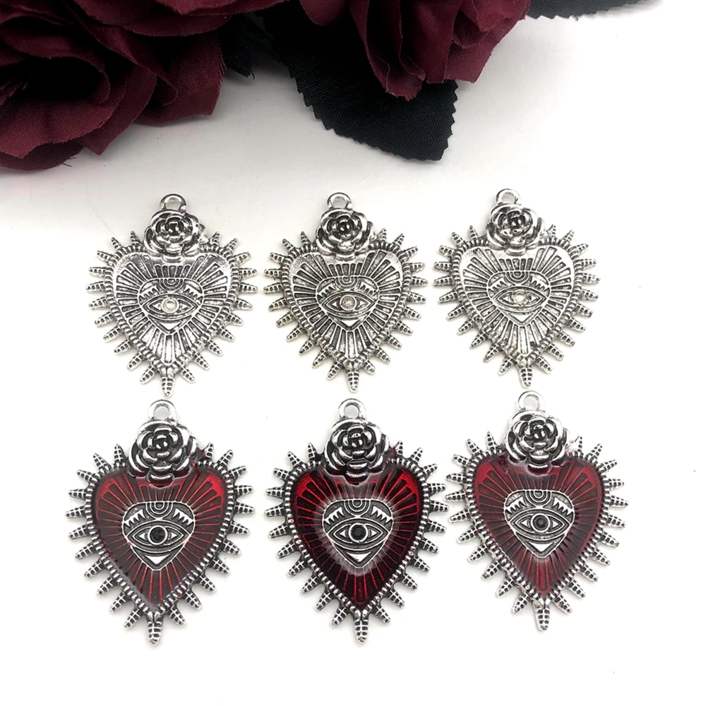 5 Pieces of Mysterious Dark Gothic Jewelry Blood Rose, Dripping Oil Bat Gothic Pendant DIY Necklace Handmade Jewelry 38*29 MM