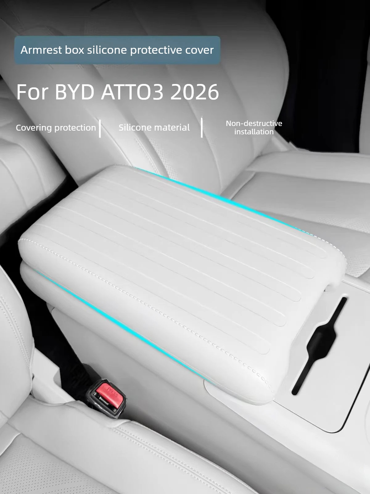 For BYD ATTO3 2026 Silicone Protective Cover for Central Control Armrest Box Protective Panel Car Accessories