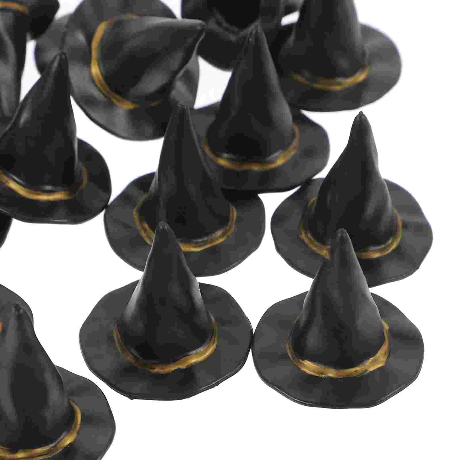 24 Pcs Witch Hat Decors Halloween Microscape Mini Dolls Tiny Ornament Hats Black Plastic Miniature Toys