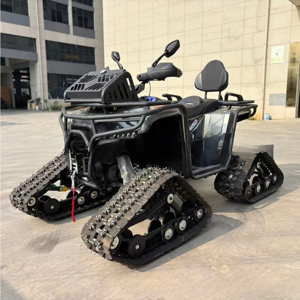 ATV 400cc 4x4 Water-Cooled, Automatic Transmission, Snowmobile with Front and Rear Tracks, Off-Road Quad Bike