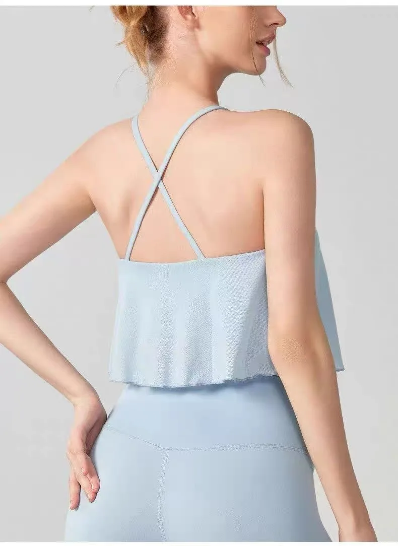 Cloud-sensing Mesh Yoga-Anzug Weste mit Brustpolster Fitness Pilates Top Stoßfester Suspension-Sport-BH Schöne Rückenweste – Detail 9