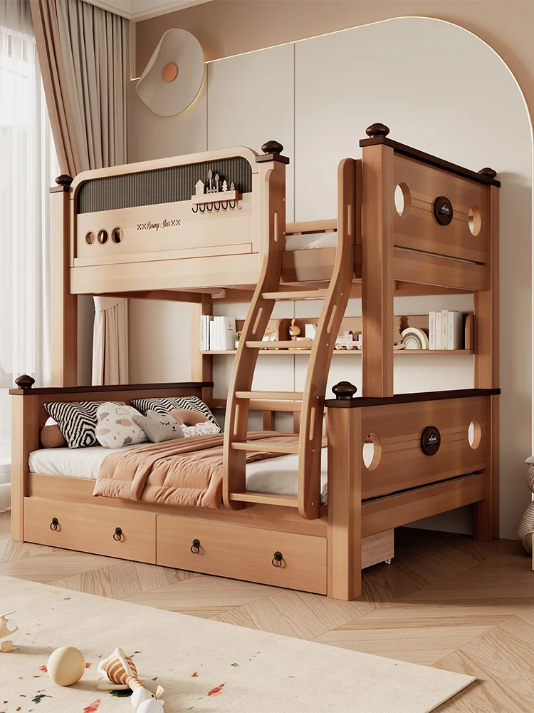 

Full solid wood bunk children's bed, goose paw tree bunk , adult up and down high and low boy and mother two-layer