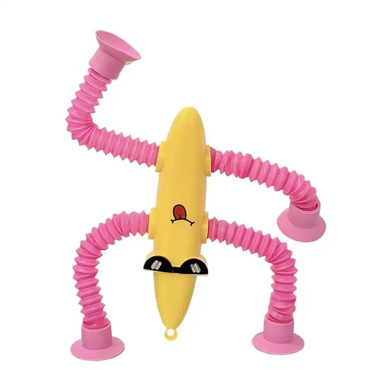 Banana sensorial brinquedo variedade forma estiramento tubo de sucção engraçado brinquedos de viagem criativo brilhante banana dos desenhos animados mão relaxar brinquedo para crianças