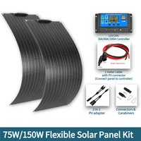 Flexible Solar Panel 75W 150W 18V ETFE Flexible Monocrystalline Solar Cell Battery System Kit for Marine Camping Boat RV