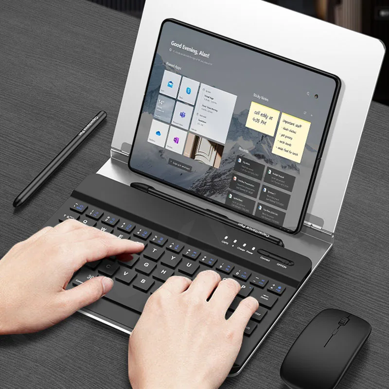 

For Samsung Galaxy Z Fold 2 3 4 5 Stand Folding Book Case With Pen Slot Wireless Keyboard Mouse Pen Shockproof Hard Cover