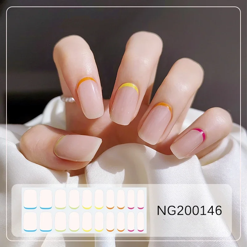 Autocollants pour Ongles Durcis à la Française, Gel UV, Imperméable, Longue Durée, Nail Art, Manucure, Laque, Bandes sur Décalcomanies, N64.