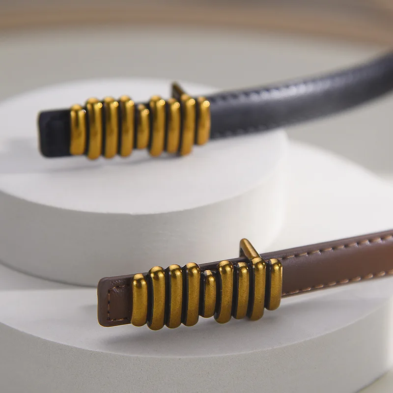 New women's slim waist belt decoration with elegant and smooth buckle belt