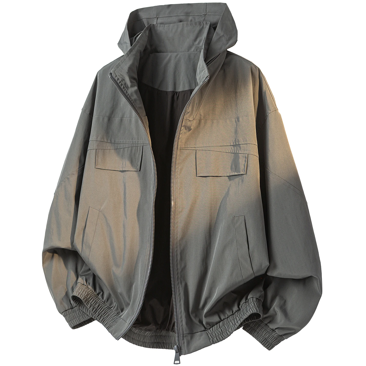 

Мужская куртка в стиле Spring Safari, американский стиль, с капюшоном, свободного кроя, повседневная, однотонная, осенняя, спортивная верхняя одежда, модная куртка на молнии