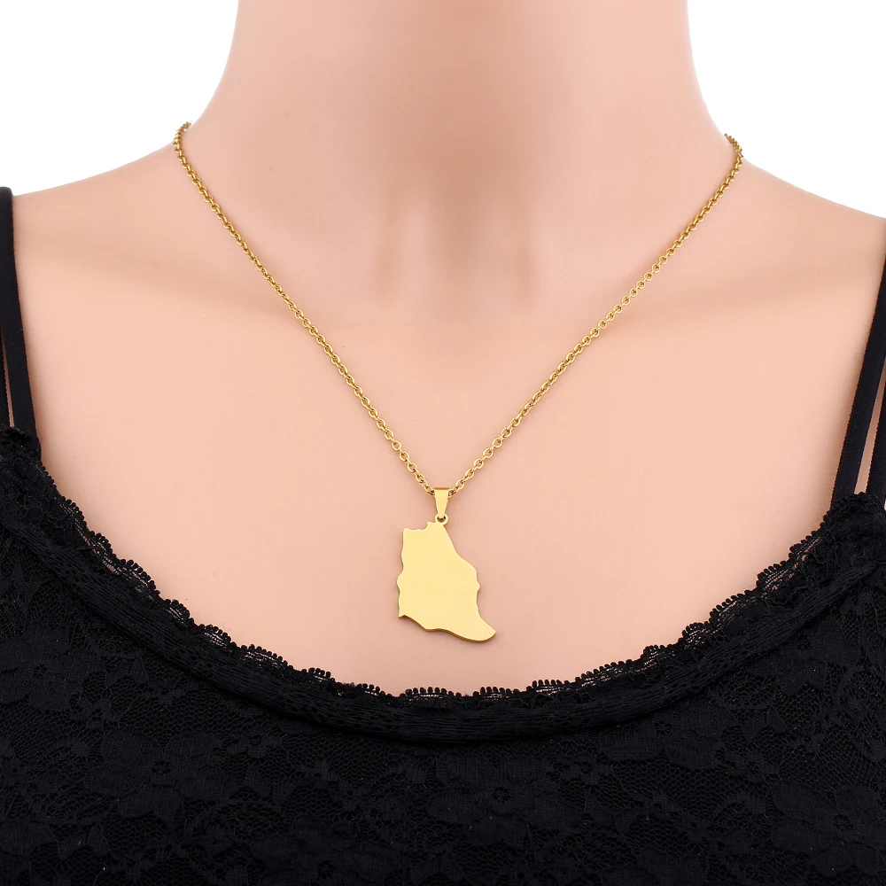 New Saudi Arabia Map City Pendant Necklace Stainless Steel Arab Emblem Men Women Ethnic Map Jewelry Patriotic Gift view 4