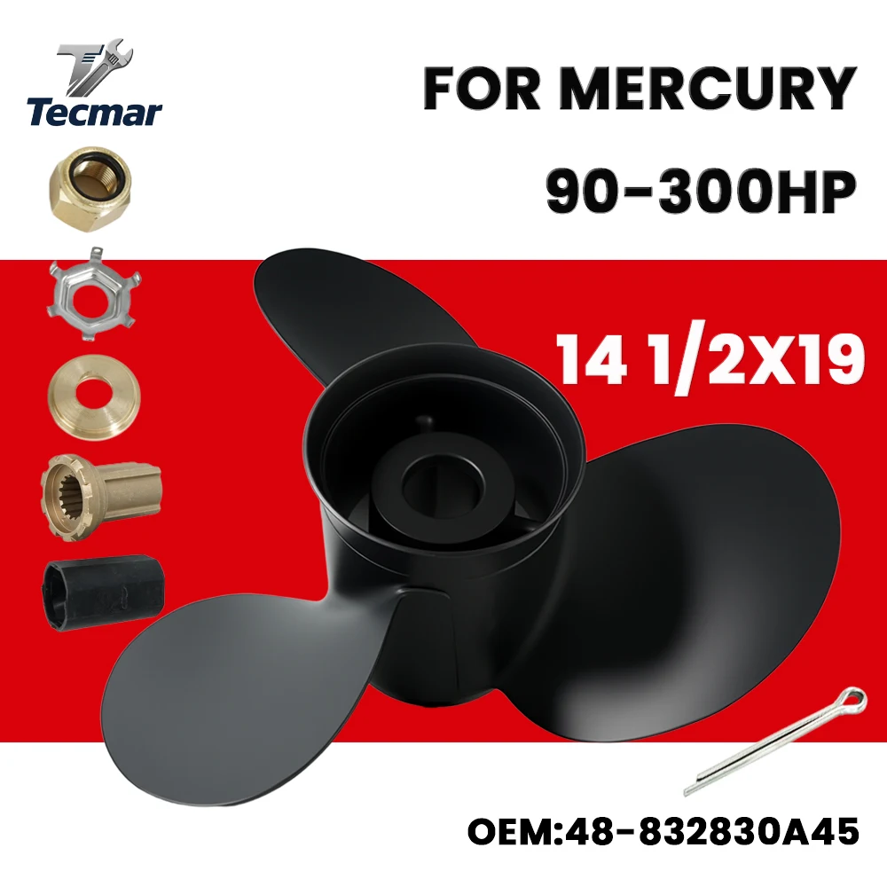 Outboard Propeller for Mercury 90 135 150 175 200 220 255 250HP 14 1/2*19 Aluminum Alloy Screw Marine Engine 3 Blade 15 Spline