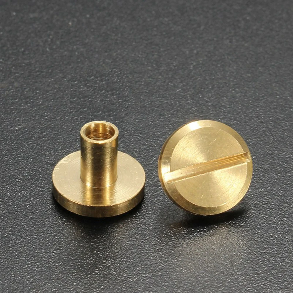 10 pcs 5/6.5/8mm Luggage Craft Brass Nail Cloth Button Leather Craft Round Head Screws Solid Nail Bolt Strap Rivets Screw