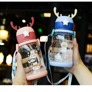 Cartoon Tier Baby Wasserflasche mit Stroh für Kinder, große tragbare Reiseflasche für Jungen und Mädchen 12 Hauptverkaufswasserflaschenjunge - №10