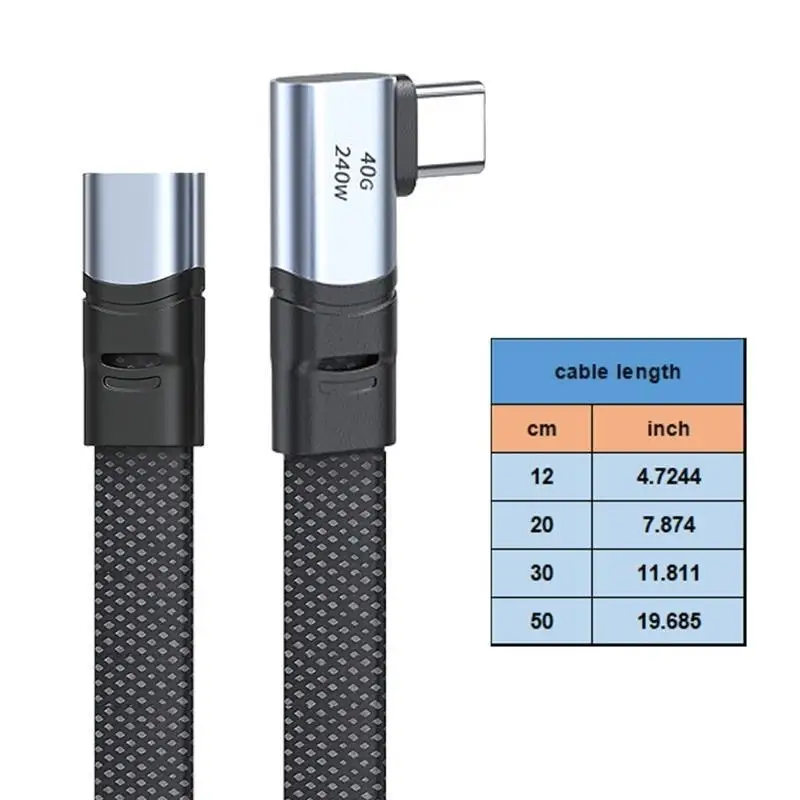 R53C PD240W 90 Degree Spring USB Type C Cable Fast Charging Data Cord