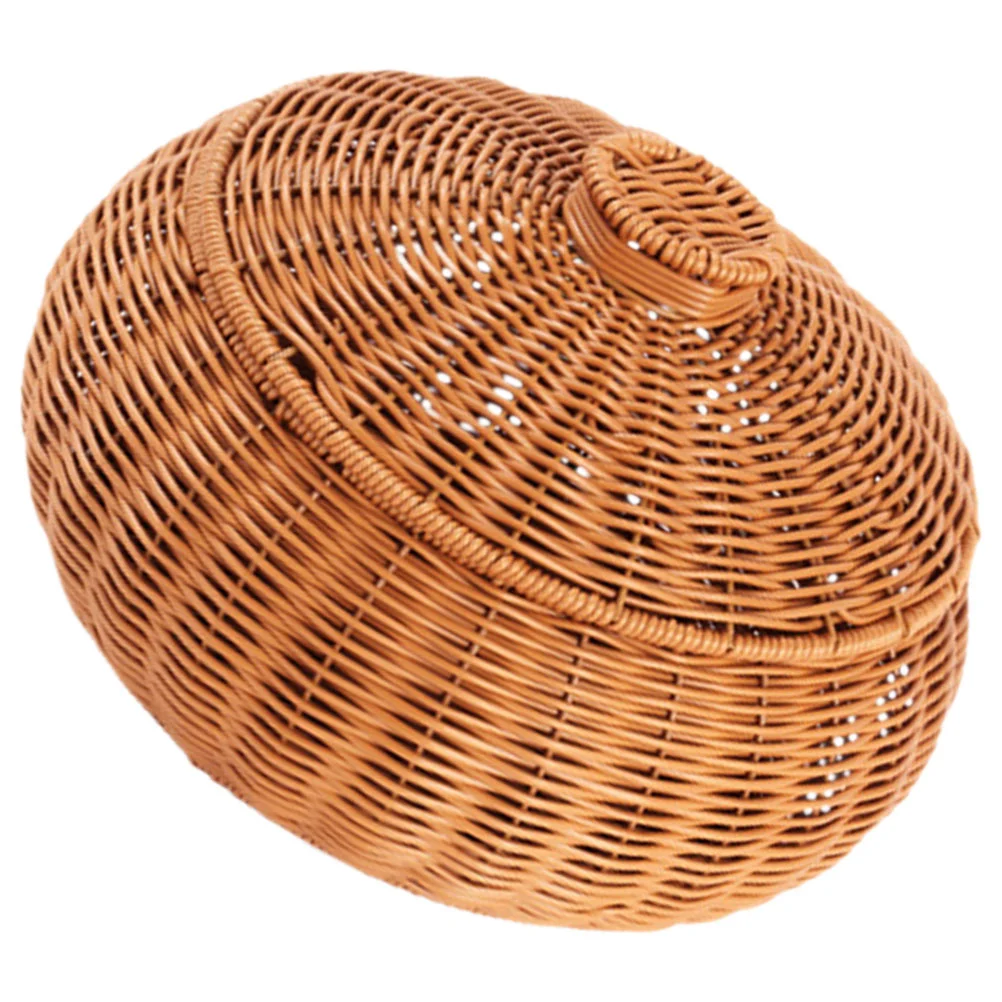 

Rattan Storage Basket Baskets Lidded Decorative with for Shelves Small Snack Lids Organizing Pp Boxes