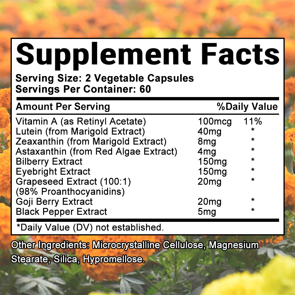 Lutein Eye + 9 Nutrients Supplement - Eye Care, Beneficial for Vision Health and Blue Light Protection, Reduce Eye Fatigue