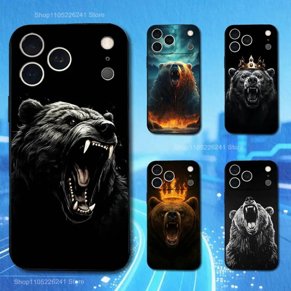 

Animal Bear Ferocious For iPhone 13,16,11,14,17,12,15,Plus,Pro Max,XS,X,XR,SE,Mini,8,7,Phone Case Soft Silicone Black