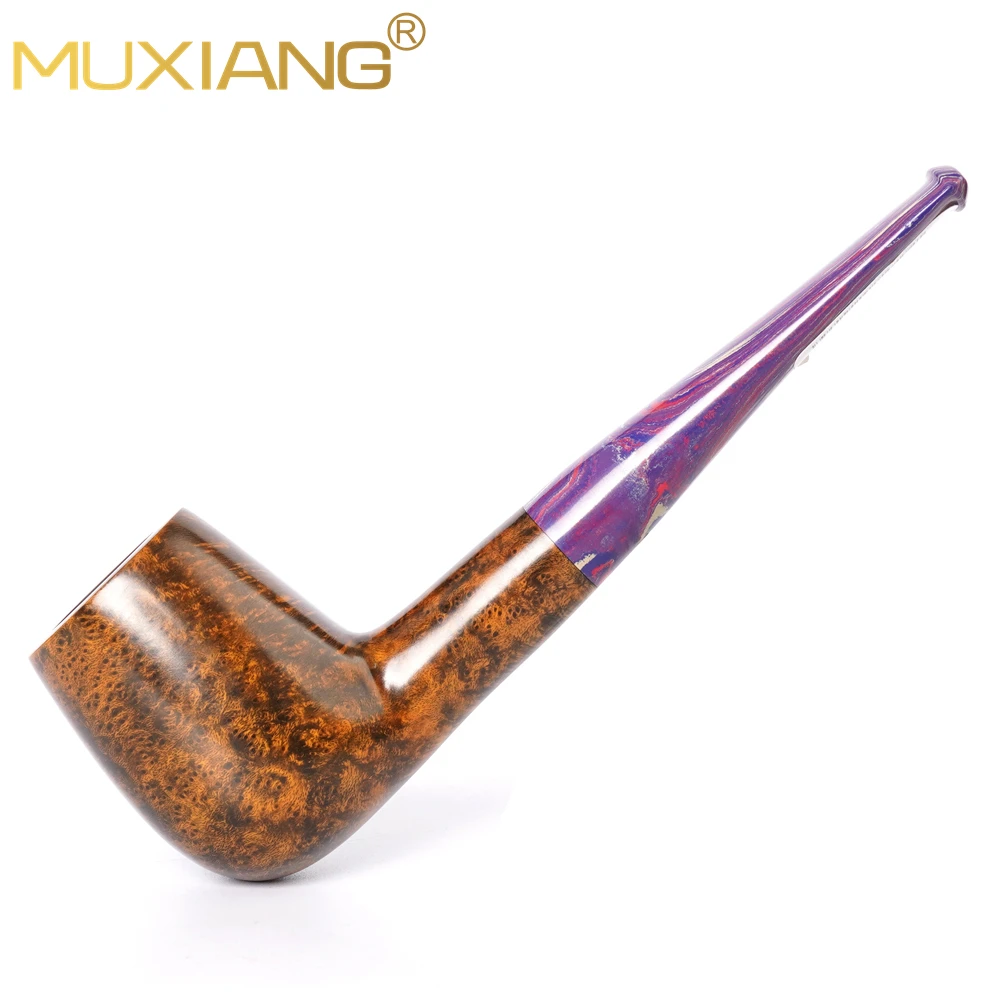 MUXIANG Handmade Briar Tobacco Pipe Straight Handle Portable Detachable Pipe Freestyle Father's Gift