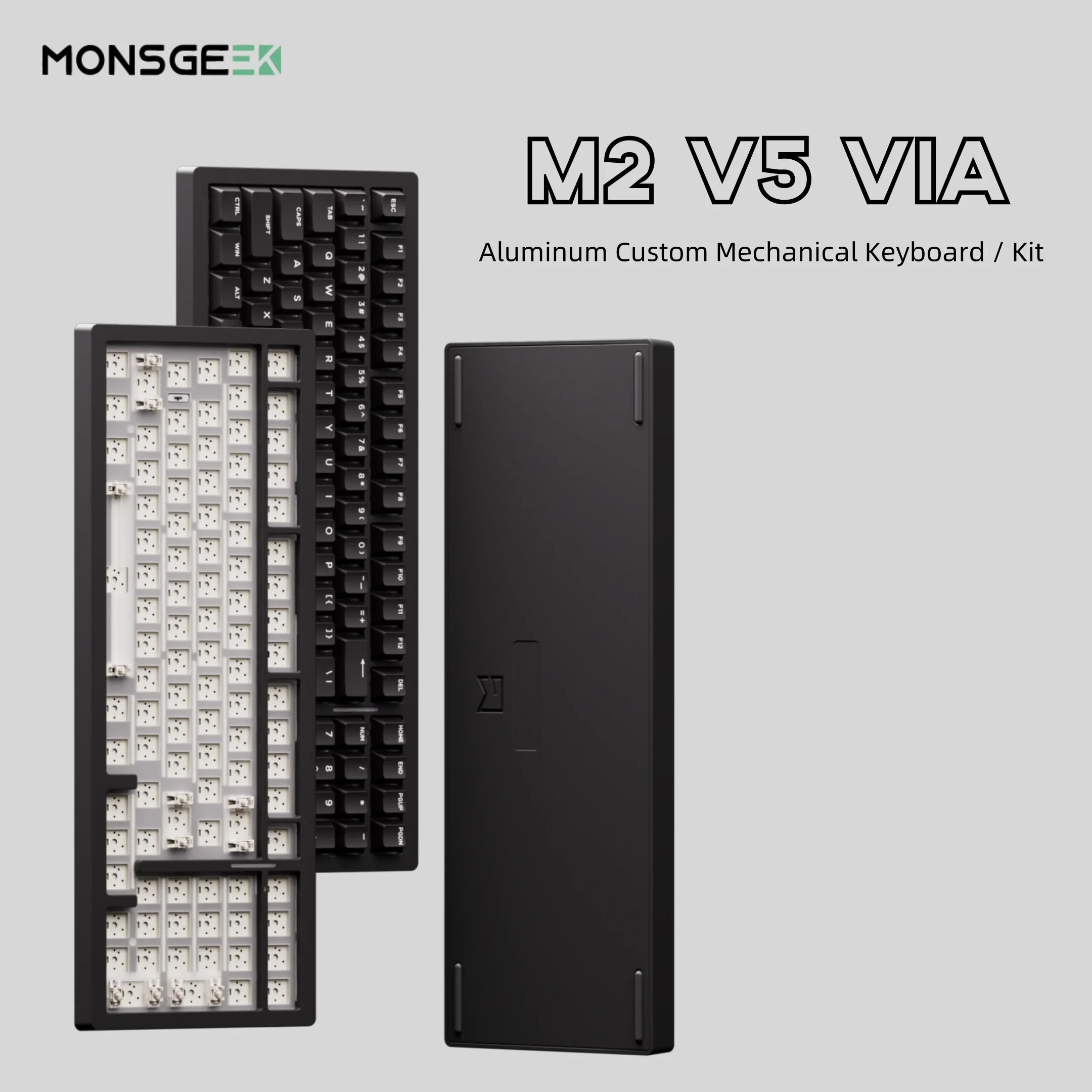 MonsGeek M2 V5 VIA Mechanical Keyboard/Barebone Kit 1800 Compact Size Rapid Disassemble RGB Hot Swap Tri-mode Keyboard Aluminum