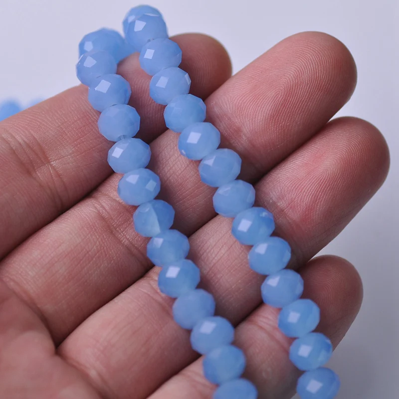 Rondelle Faceted Czech Crystal Glass Light Blue Color 3mm 4mm 6mm 8mm 10mm 12mm Loose Spacer Beads for Jewelry Making DIY