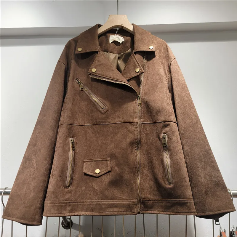 

SuperAen 2025 Spring and Autumn New American Vintage Casual Fashion Loose Suedette Jacket Women's Oversize Jackets