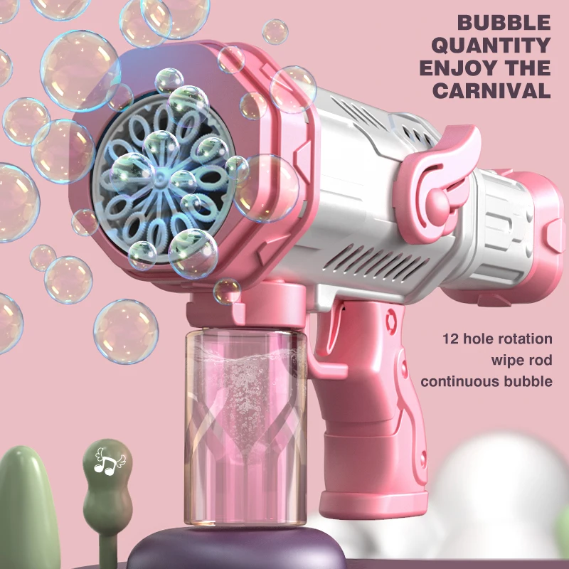 Elektryczny pistolet do baniek mydlanych z 12 otworami Automatyczna maszyna do dmuchania baniek mydlanych Przenośna zabawka dla dzieci na zewnątrz Prezent na przyjęcie weselne Urodziny