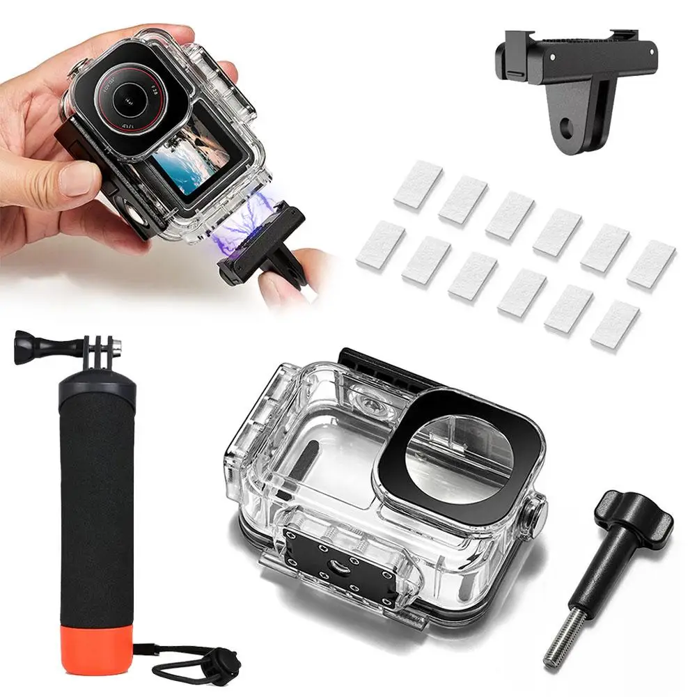 DJI Action 5用60M防水水中ケース、カメラハンドルマウント付き保護ダイビングハウジング、漏れ防止耐衝撃カバー