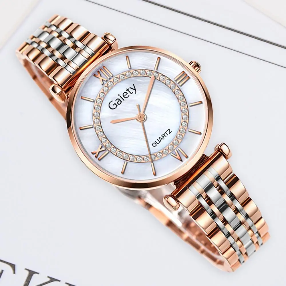 5PCS Watches Set Luxury Bracelet Dress Women Watch Fashion Rose Silve Stainless Steel Belt Quartz Clock Ladies Wristwatch Gift