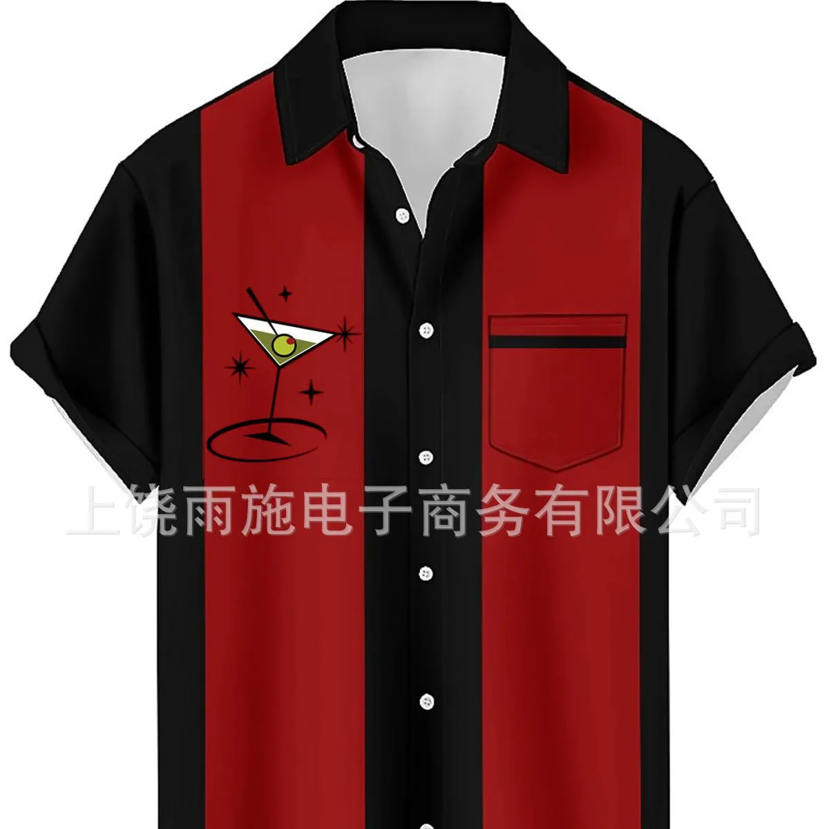 Color Block Stripe Elements 3D Digital Print Hawaiian Beach Casual Short Sleeve Shirt Fashion Top